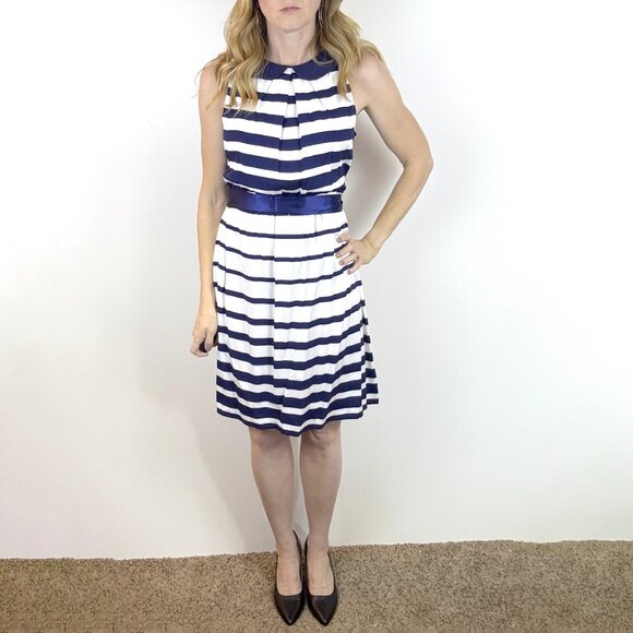 Elle Stripped Navy Sailor Dress XS Nautical Preppy NWT - Picture 2 of 11